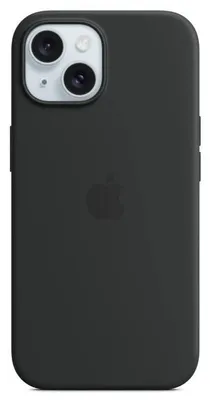 Apple силиконов калъф за iPhone 15 - Черен